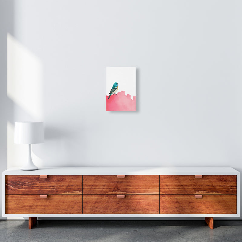 Bird Pink Art Print by Seven Trees Design A4 Canvas