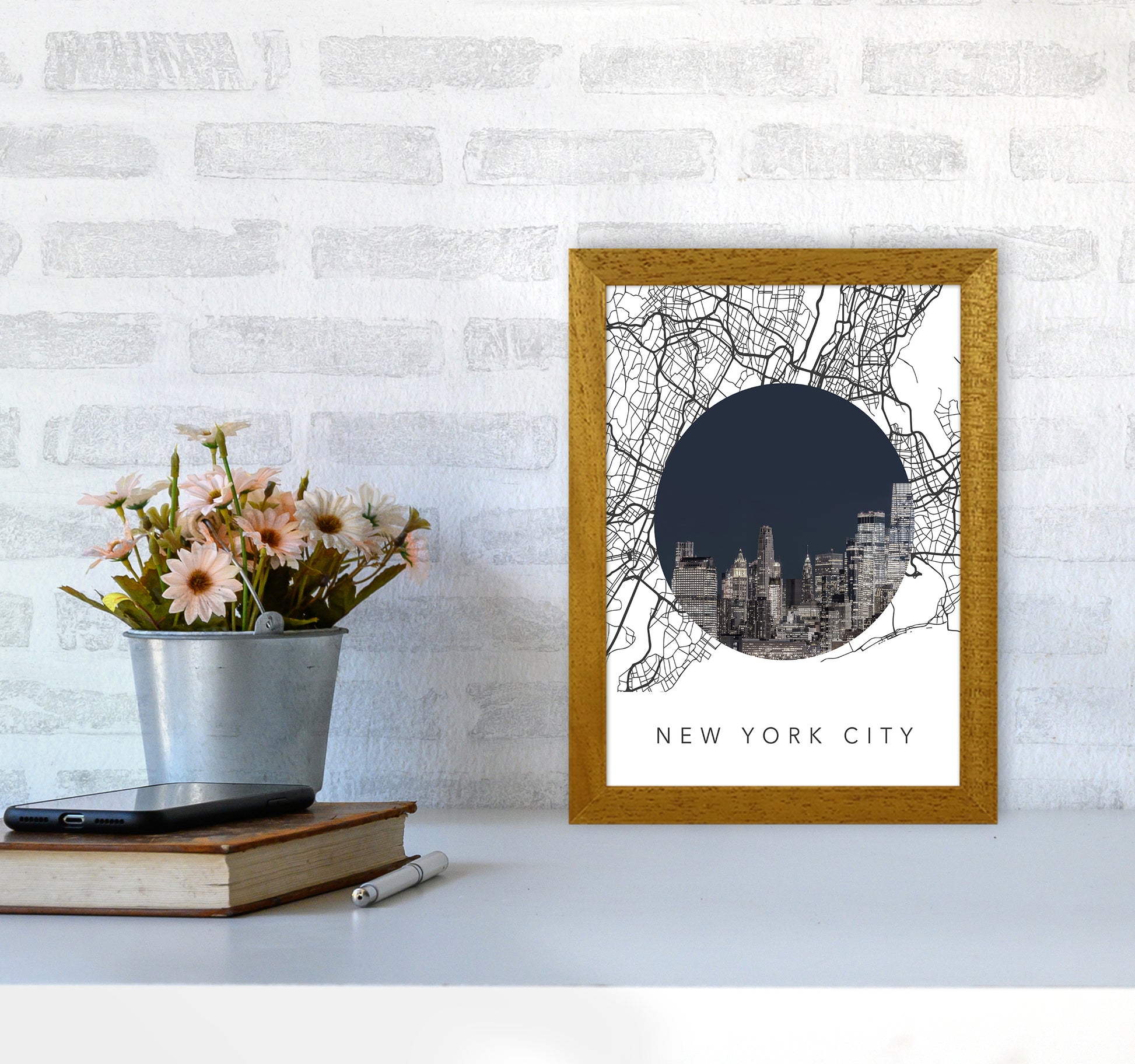 New York City Streets Collage Art Print by Seven Trees Design A4 Print Only
