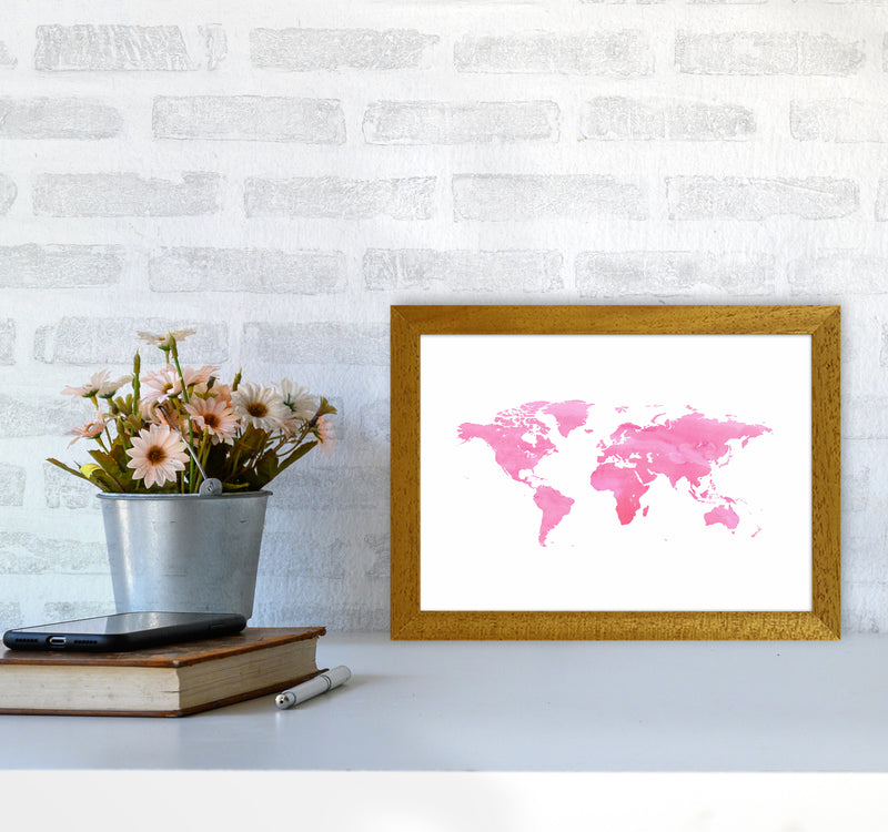 Pink Watercolor World Maps Art Print by Seven Trees Design A4 Print Only