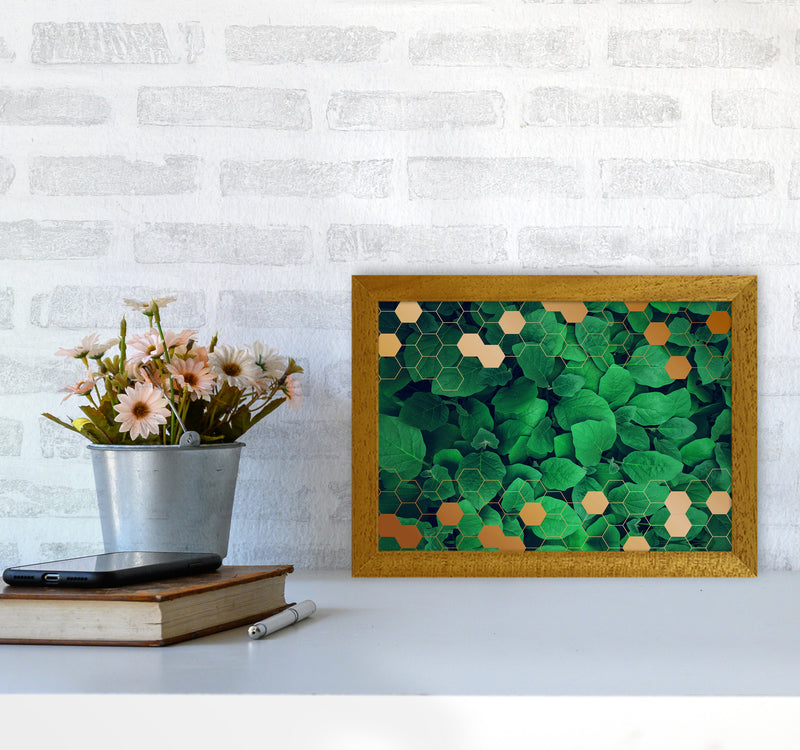 Polygonal Gold Leaves Art Print by Seven Trees Design A4 Print Only