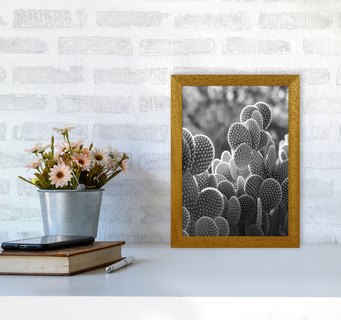 The Cacti Cactus B&W Art Print by Seven Trees Design