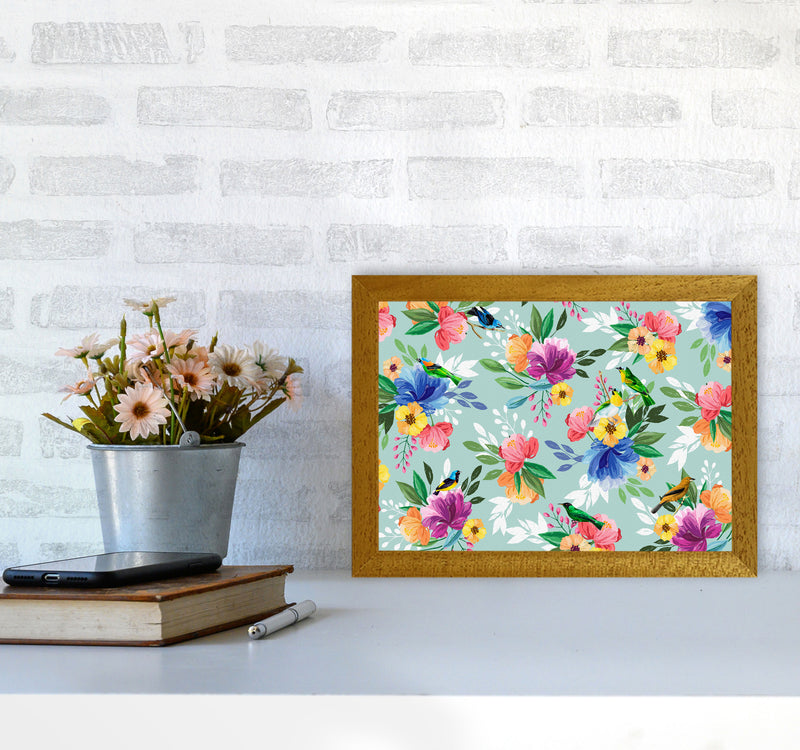 flowers birds Art Print by Seven Trees Design A4 Print Only
