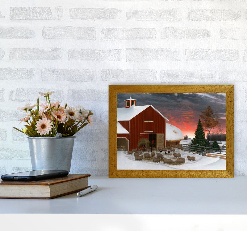 Snowy Farm Art Print by Seven Trees Design A4 Print Only