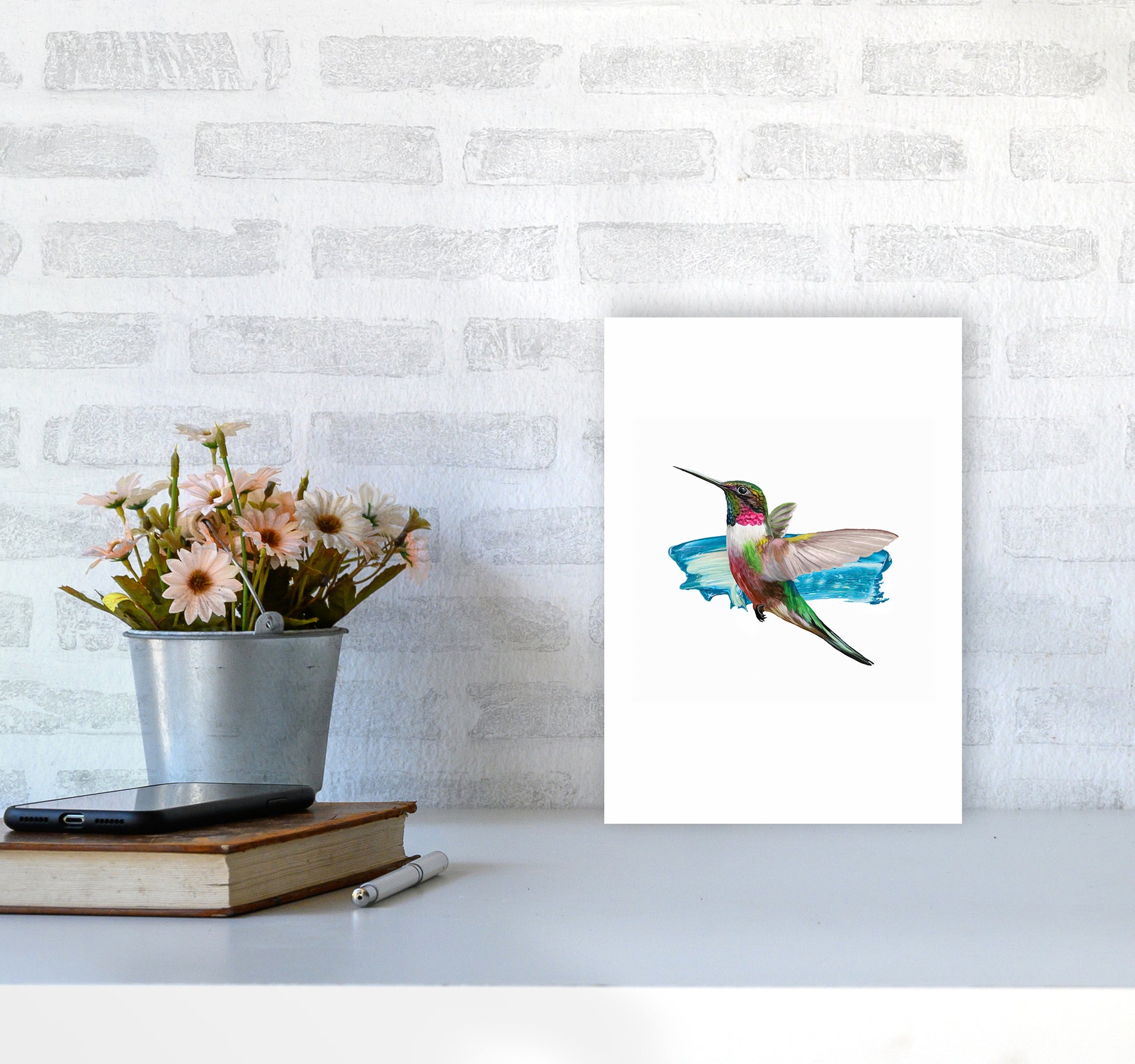 Modern Humingbird II Art Print by Seven Trees Design