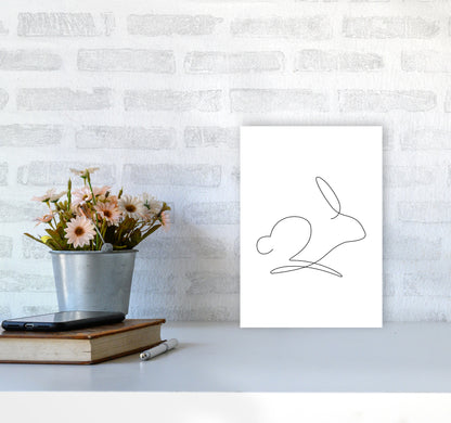 One Line Rabbit Art Print by Seven Trees Design A4 Black Frame