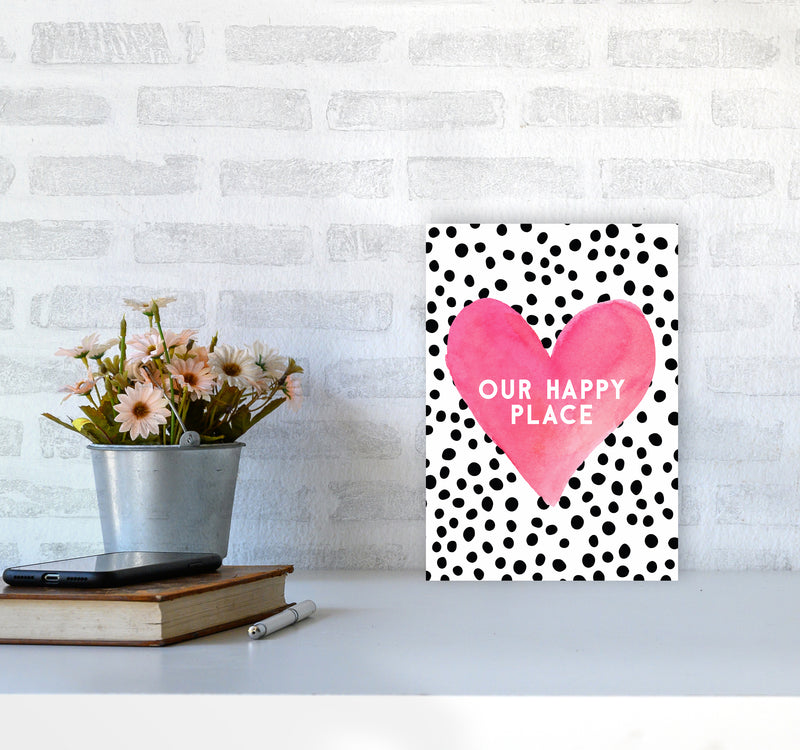 Our Happy Place Quote Art Print by Seven Trees Design A4 Black Frame
