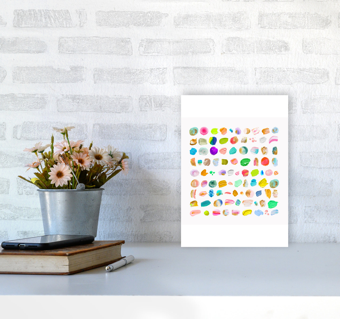 Painting Paradise Abstract Art Print by Seven Trees Design A4 Black Frame