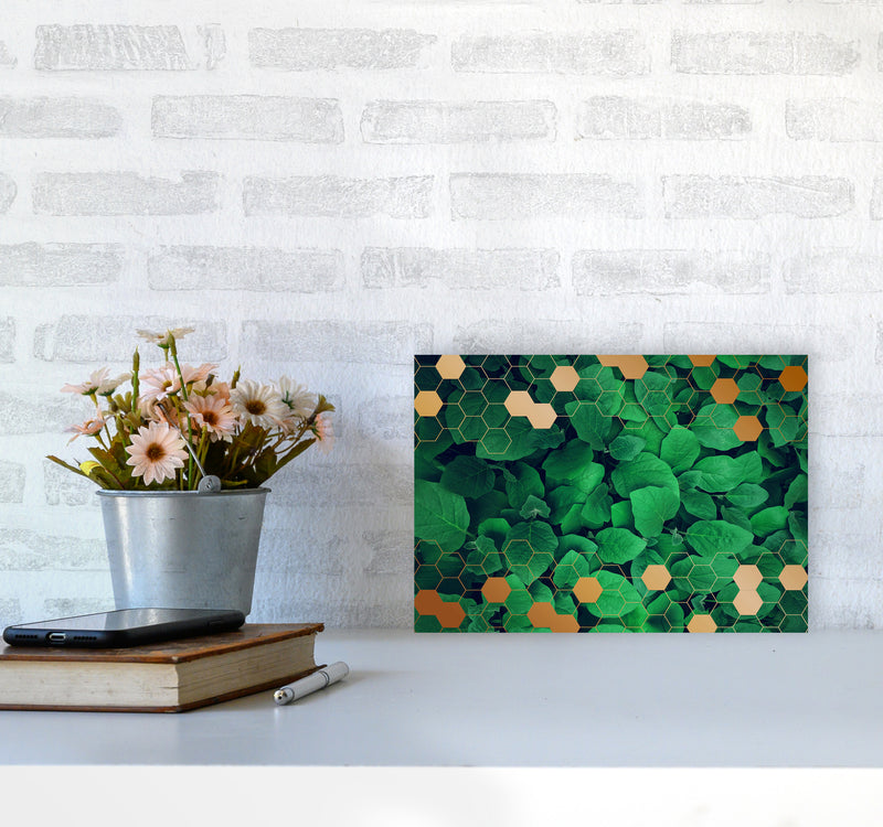 Polygonal Gold Leaves Art Print by Seven Trees Design A4 Black Frame