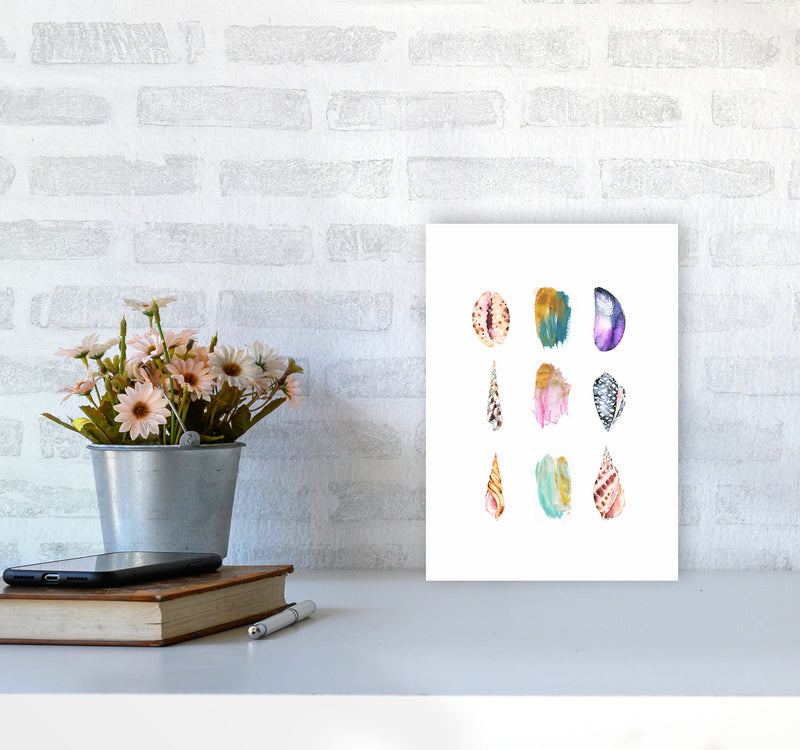 Sea And Brush Strokes I Shell Art Print by Seven Trees Design A4 Black Frame