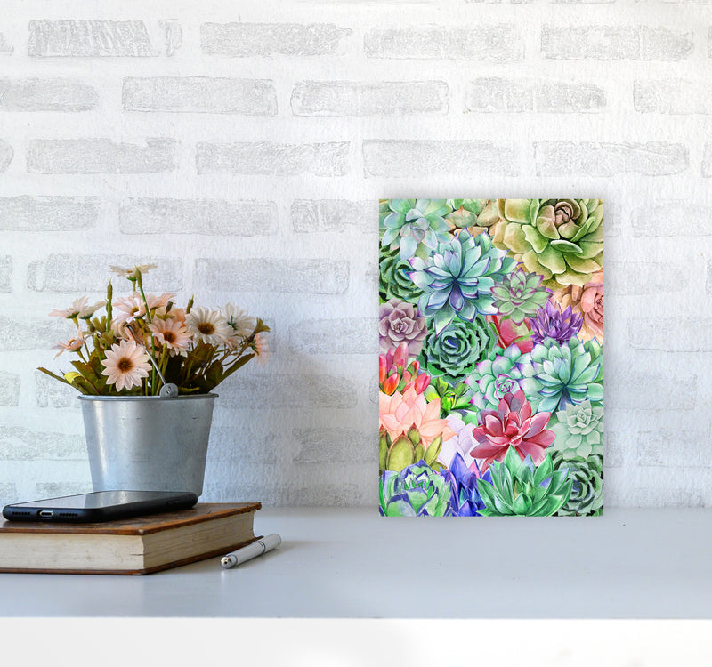 Succulents Paradise Botanical Art Print by Seven Trees Design A4 Black Frame