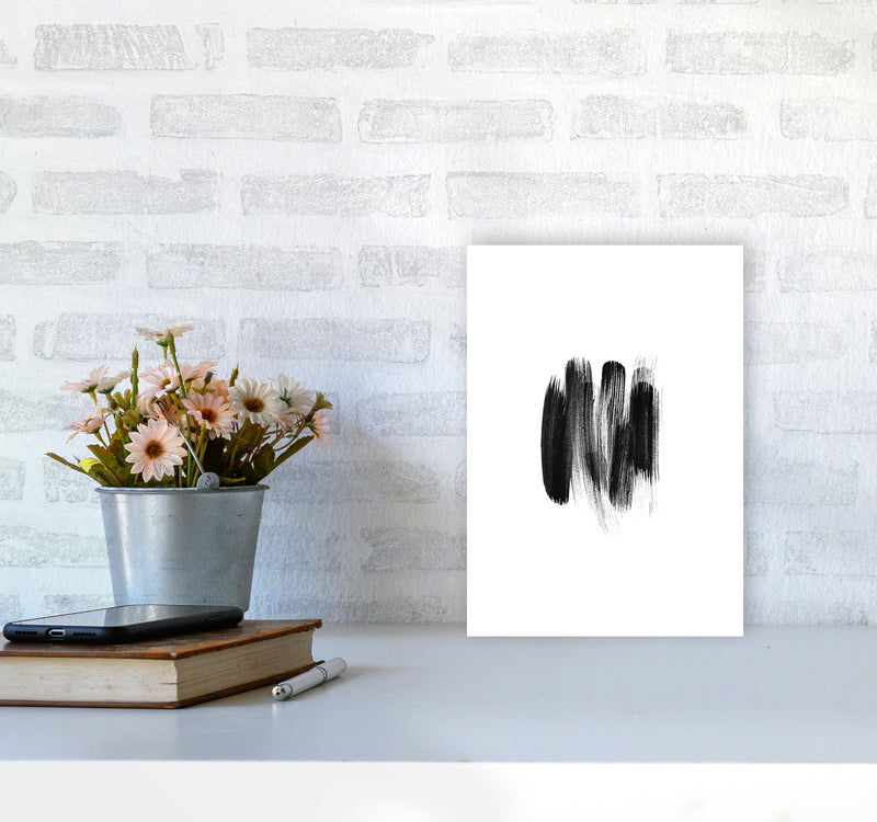 The Black Strokes Abstract Art Print by Seven Trees Design A4 Black Frame