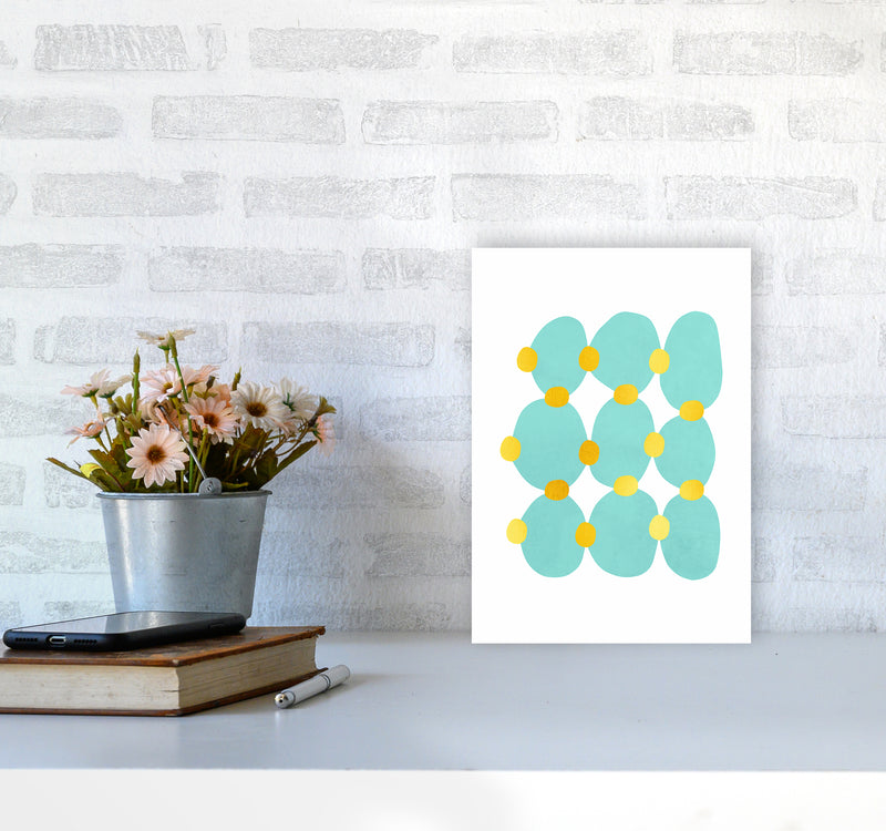 The Blue Islands Abstract Art Print by Seven Trees Design A4 Black Frame