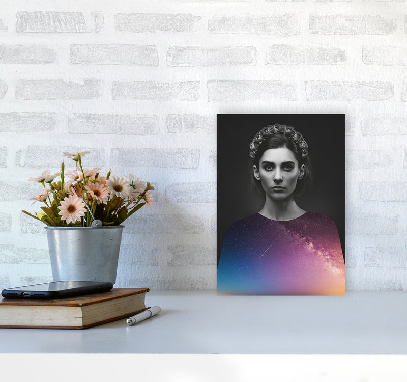 The Girl And The Stars Art Print by Seven Trees Design A4 Black Frame