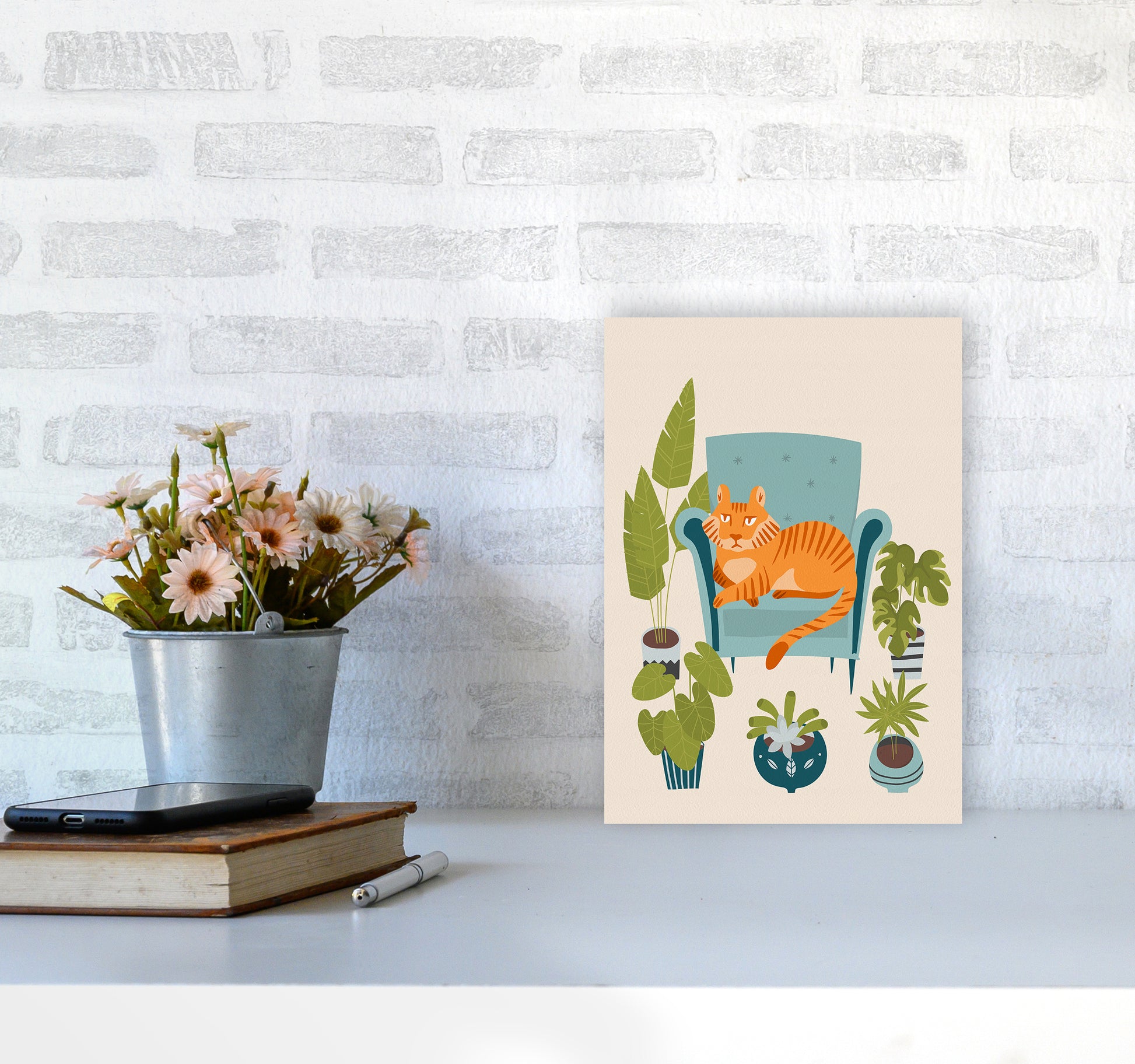 The Tiger of the city Art Print by Seven Trees Design A4 Black Frame