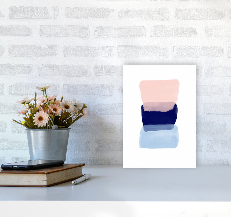 Three Colors Strokes Abstract Art Print by Seven Trees Design A4 Black Frame