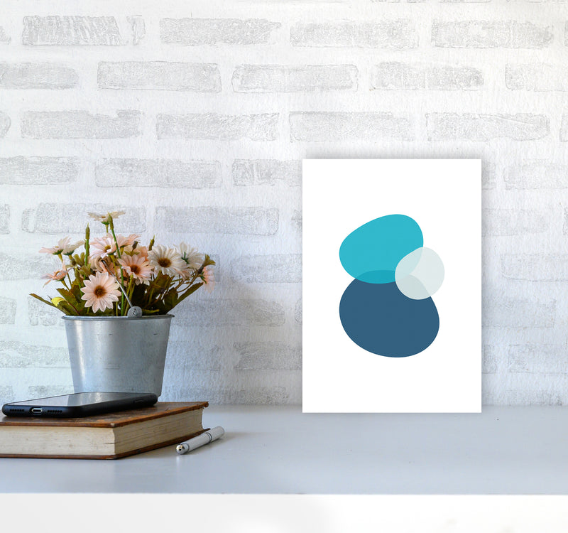 Three Stones Abstract Art Print by Seven Trees Design A4 Black Frame