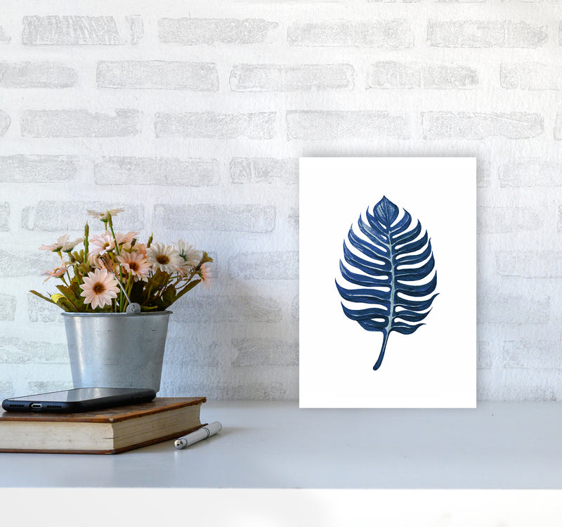 Watercolor Blue Leaf II Art Print by Seven Trees Design A4 Black Frame