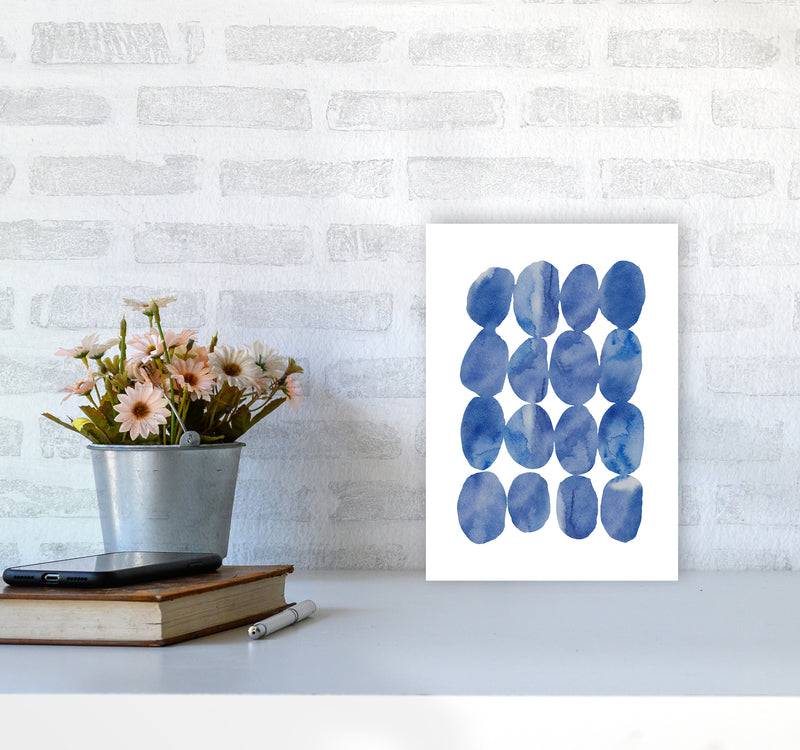 Watercolor Blue Stones Art Print by Seven Trees Design A4 Black Frame