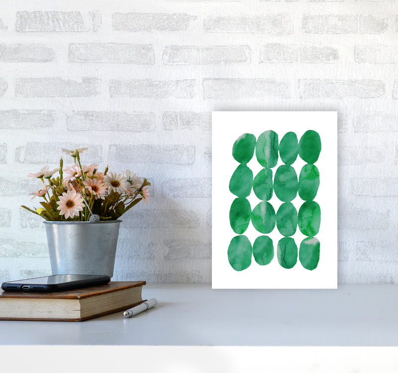 Watercolor Emerald Stones Art Print by Seven Trees Design A4 Black Frame