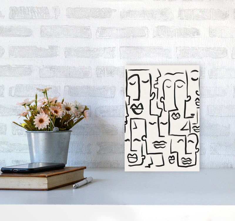Faces Drawing Art Print by Seven Trees Design A4 Black Frame