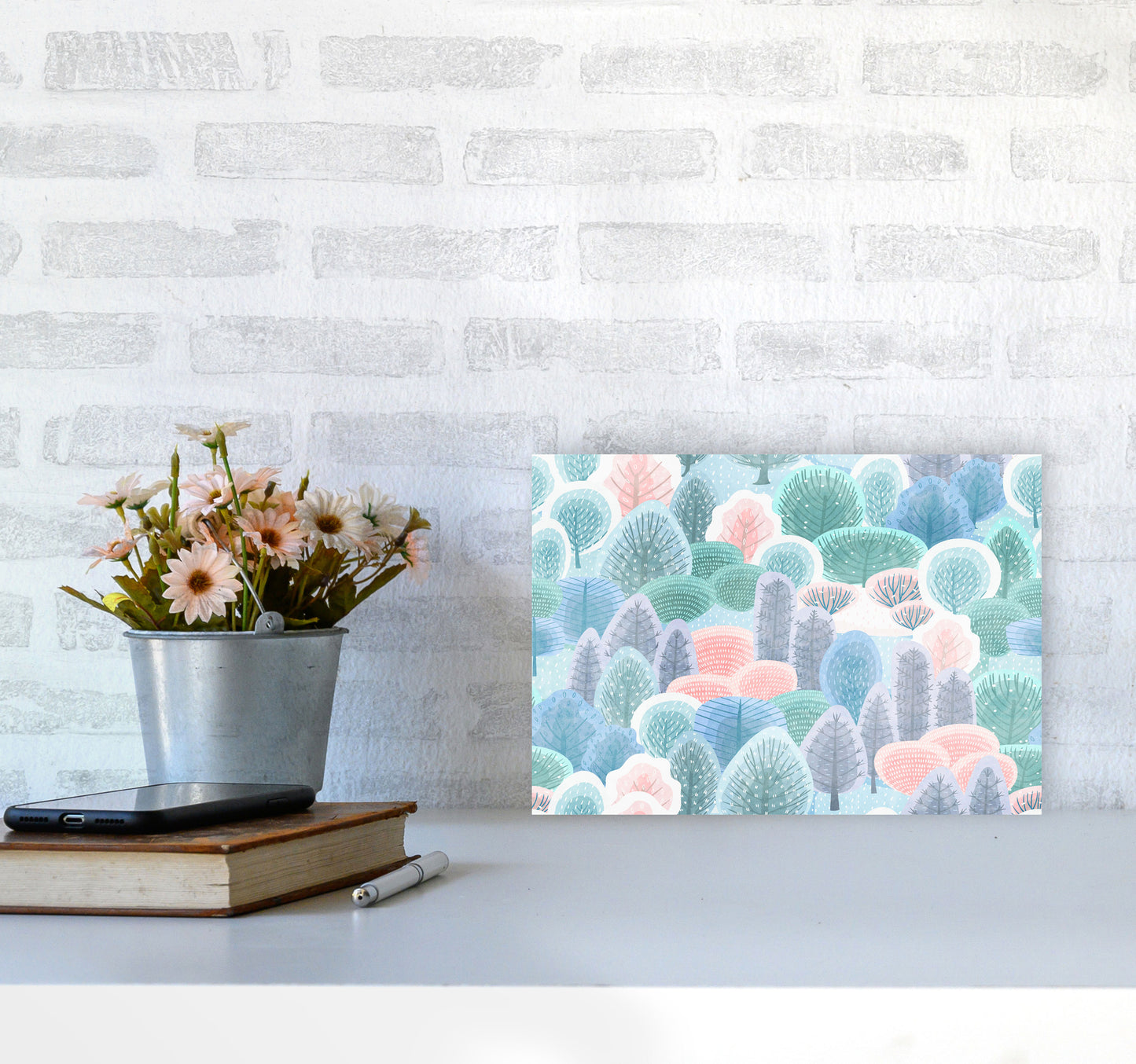 Happy Forest Art Print by Seven Trees Design A4 Black Frame