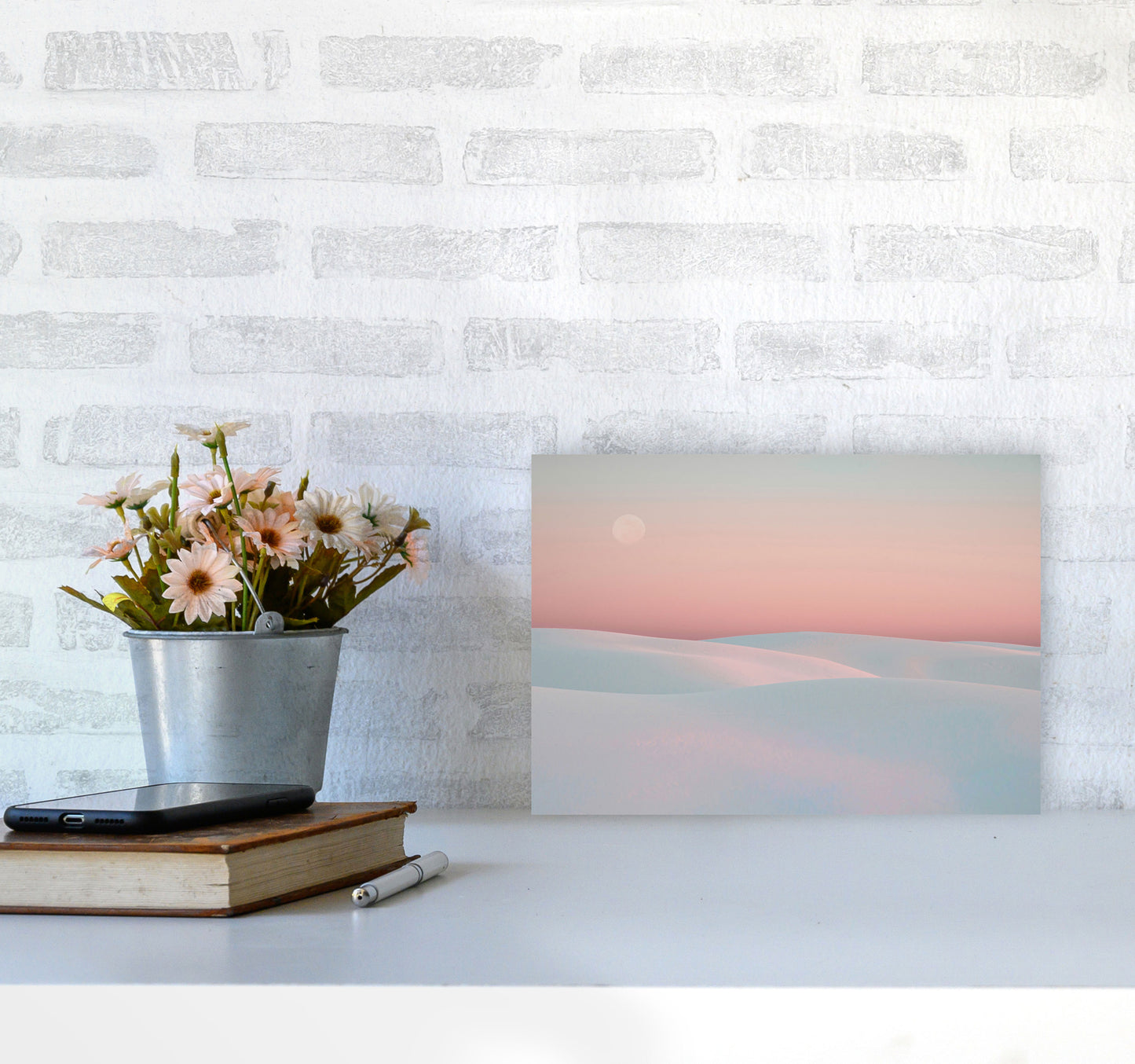 Moon And Dunes Art Print by Seven Trees Design A4 Black Frame