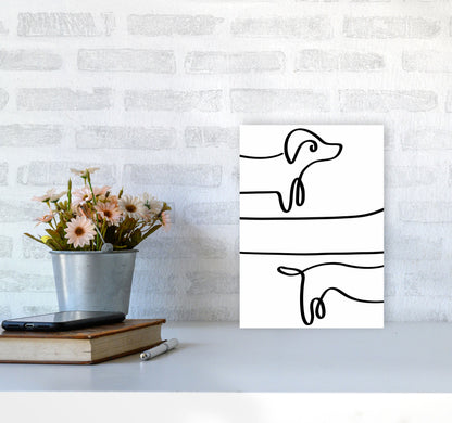 One Line dachshund Art Print by Seven Trees Design A4 Black Frame