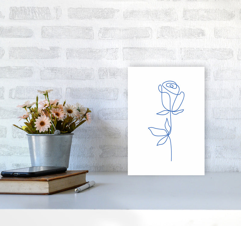 One Line Flower Art Print by Seven Trees Design A4 Black Frame