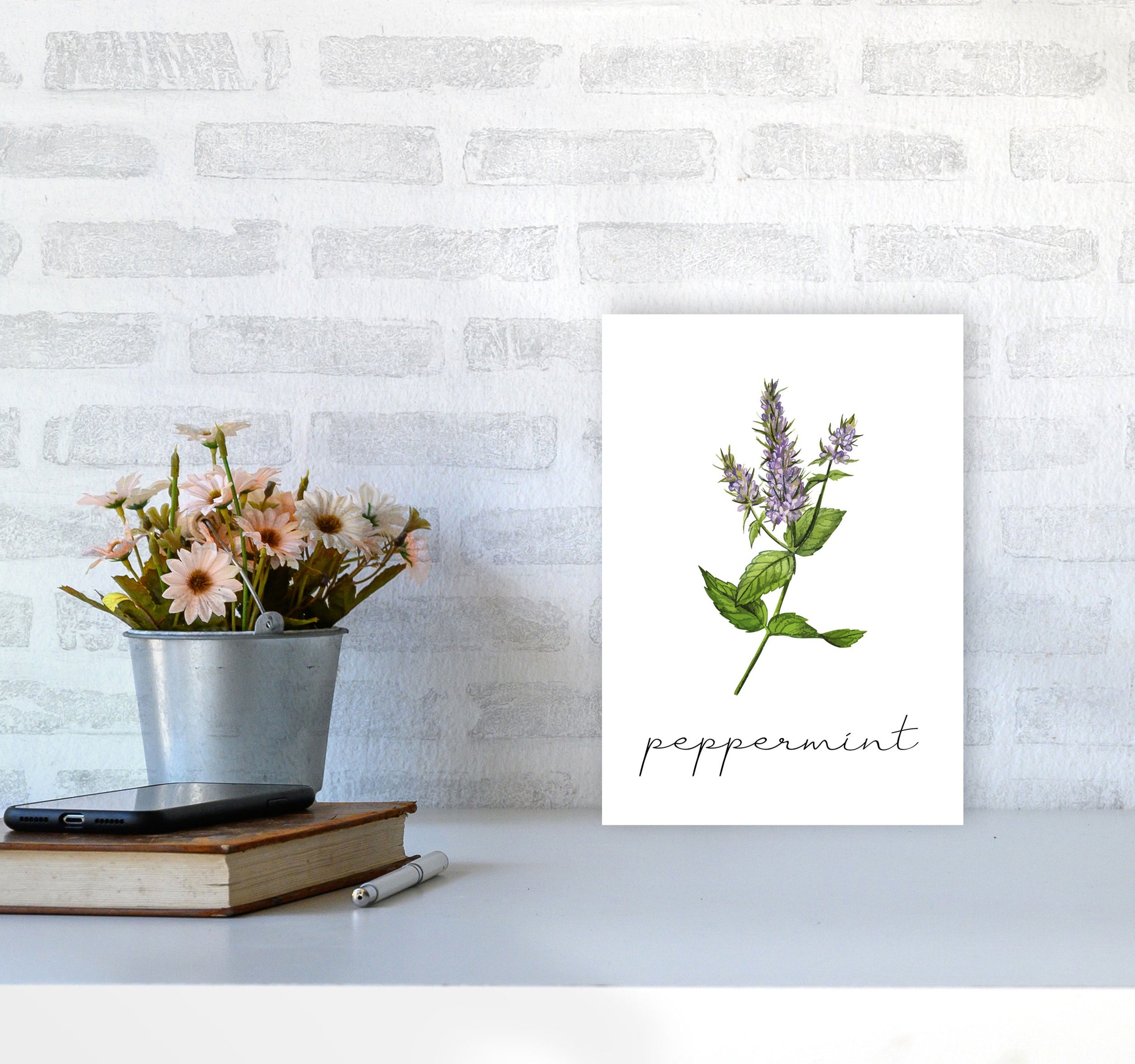 peppermint Art Print by Seven Trees Design A4 Black Frame