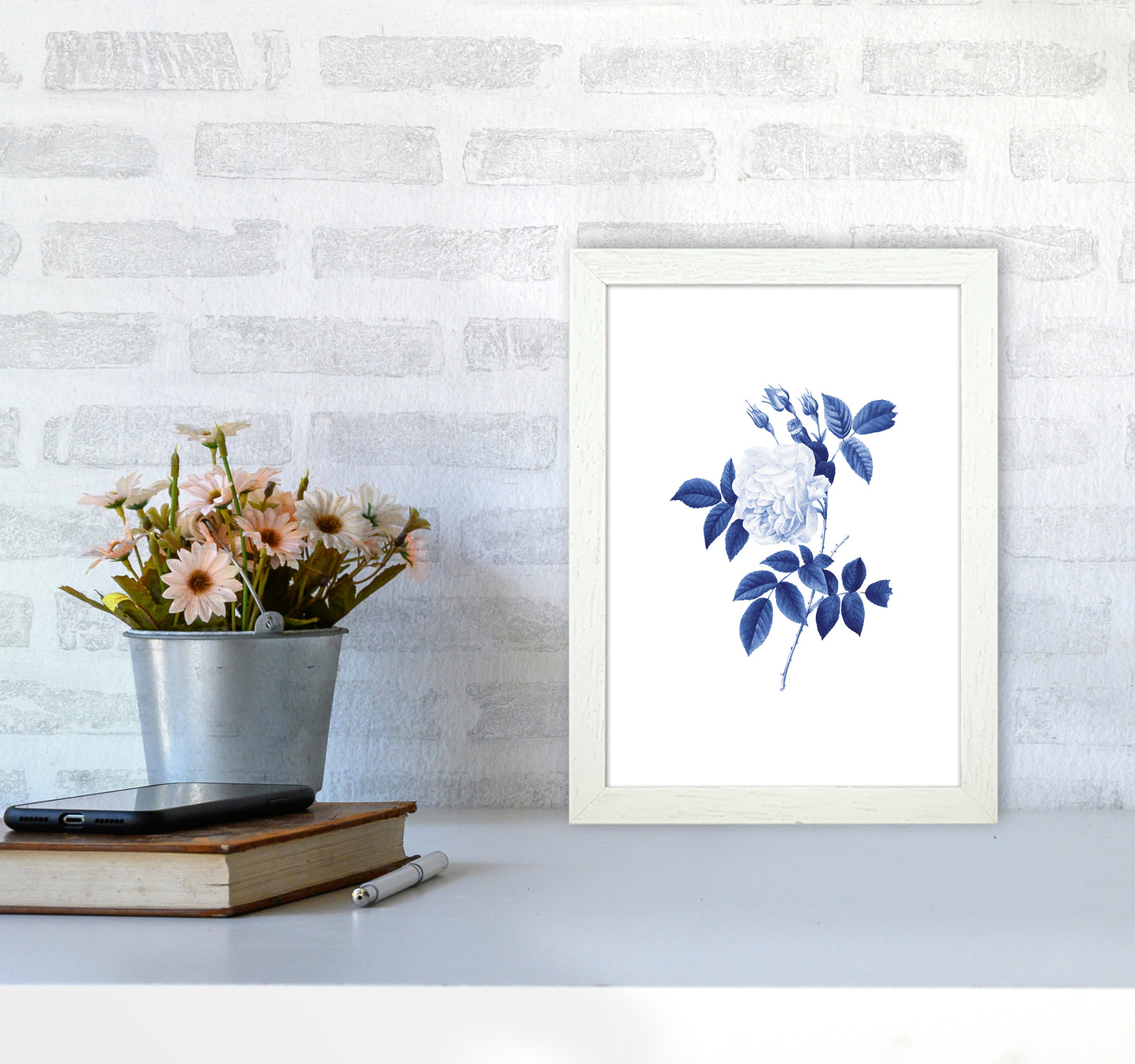 Blue botanic II Art Print by Seven Trees Design A4 Oak Frame