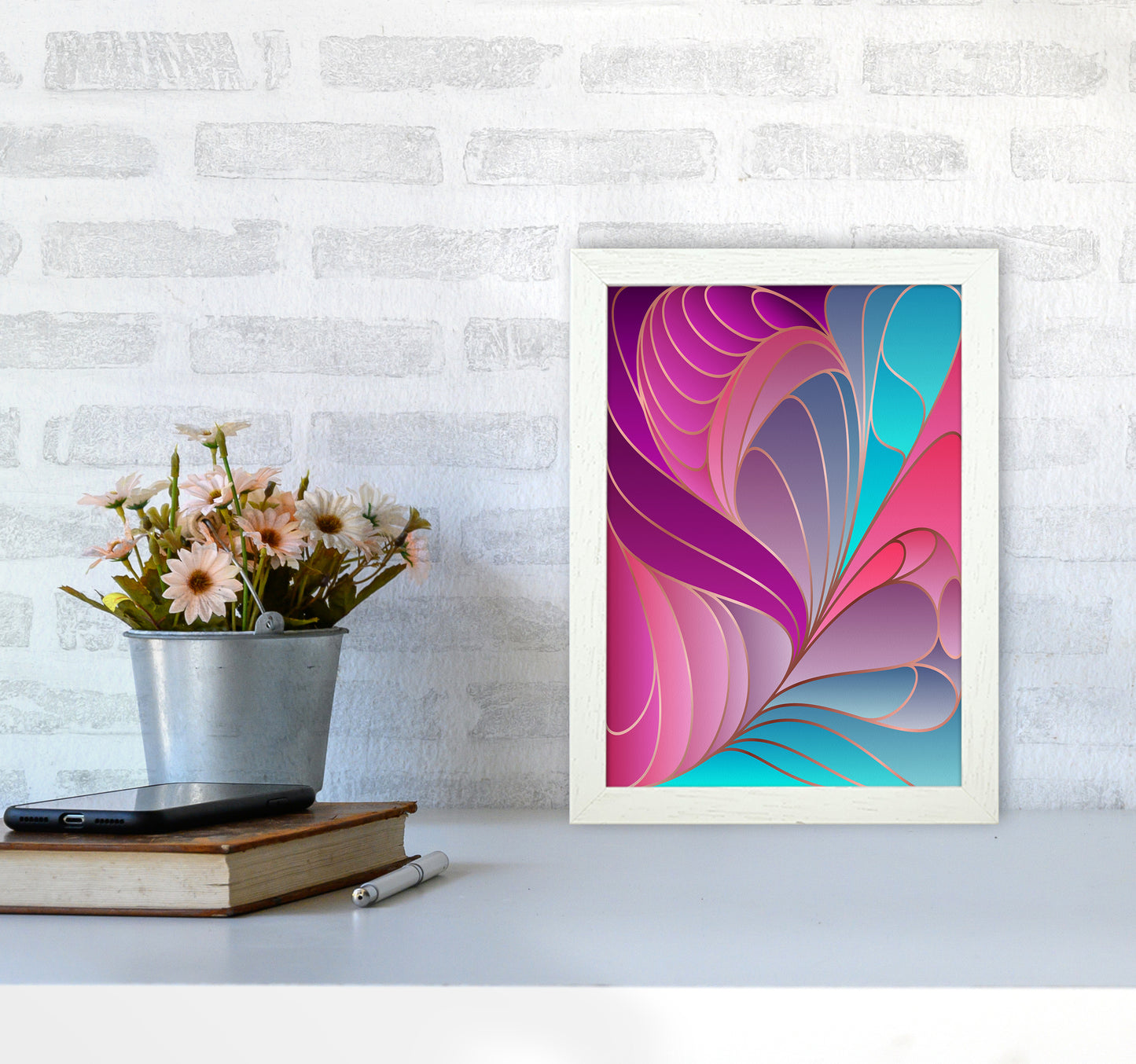 Colorful Art Deco II_ Art Print by Seven Trees Design A4 Oak Frame