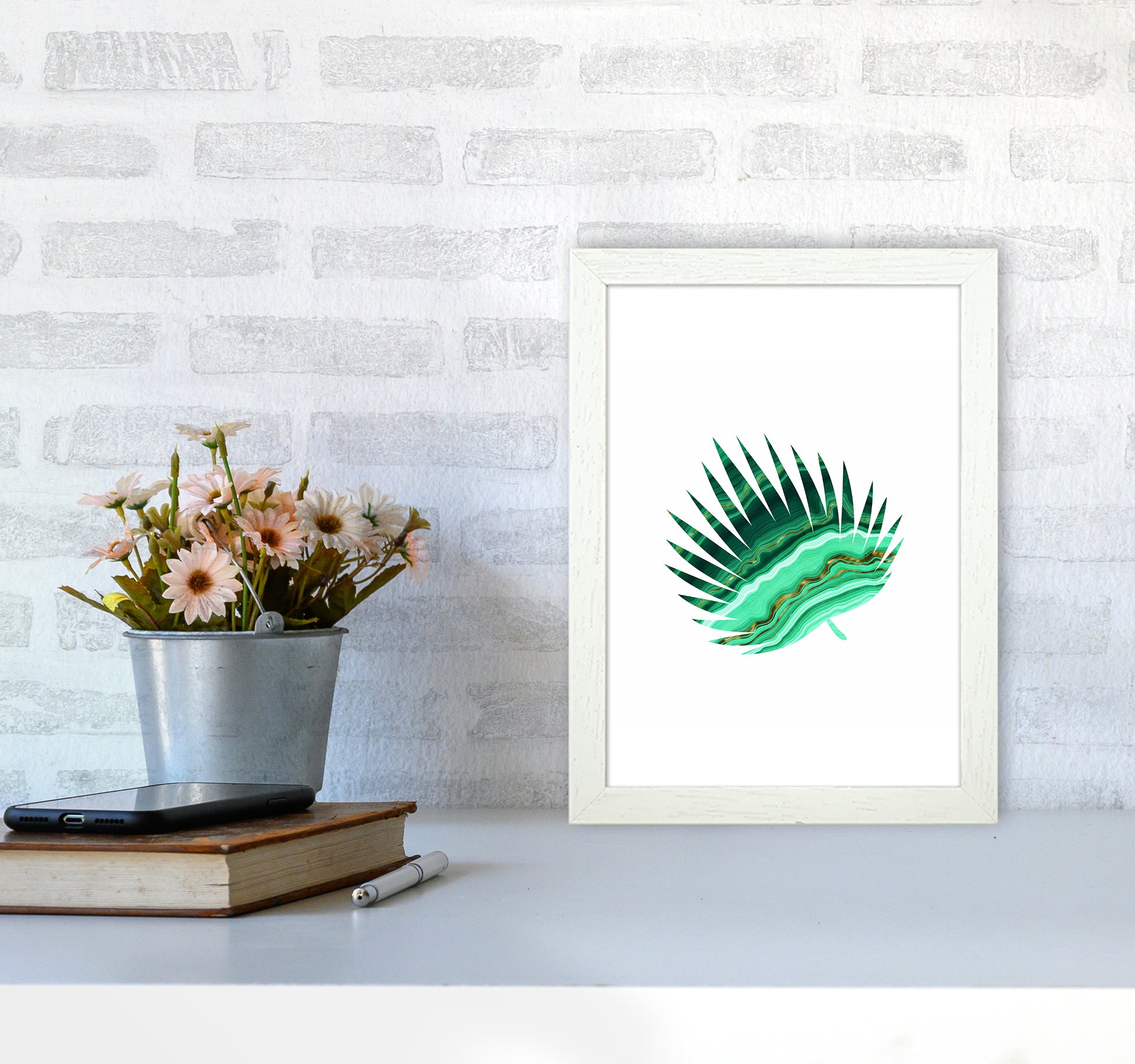 Green Marble Leaf II Art Print by Seven Trees Design