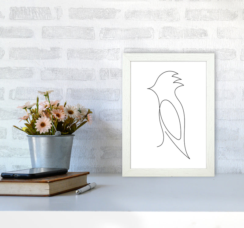 One Line Bird Art Print by Seven Trees Design A4 Oak Frame