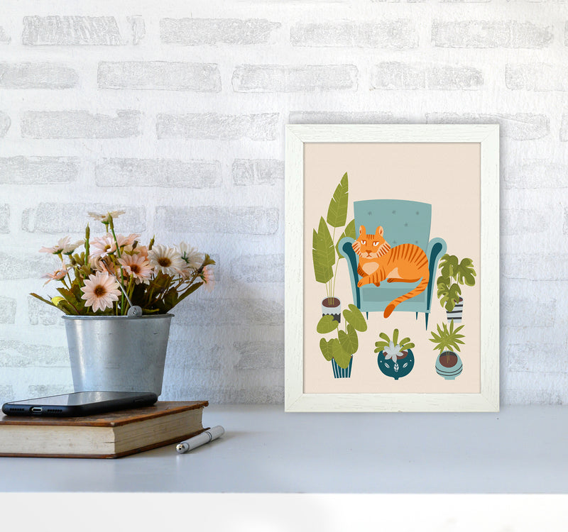 The Tiger of the city Art Print by Seven Trees Design A4 Oak Frame
