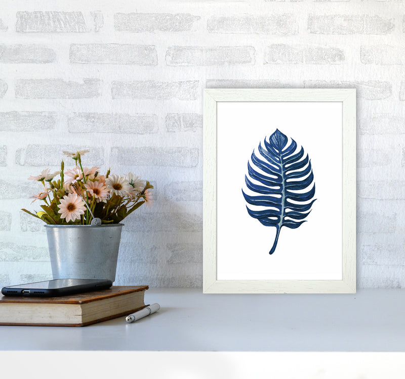 Watercolor Blue Leaf II Art Print by Seven Trees Design A4 Oak Frame