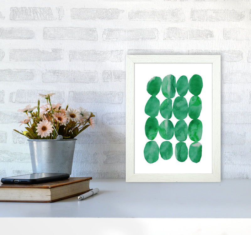 Watercolor Emerald Stones Art Print by Seven Trees Design A4 Oak Frame