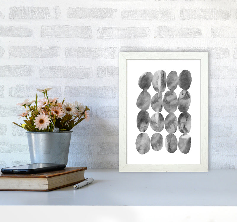 Watercolor Grey Stones Art Print by Seven Trees Design A4 Oak Frame