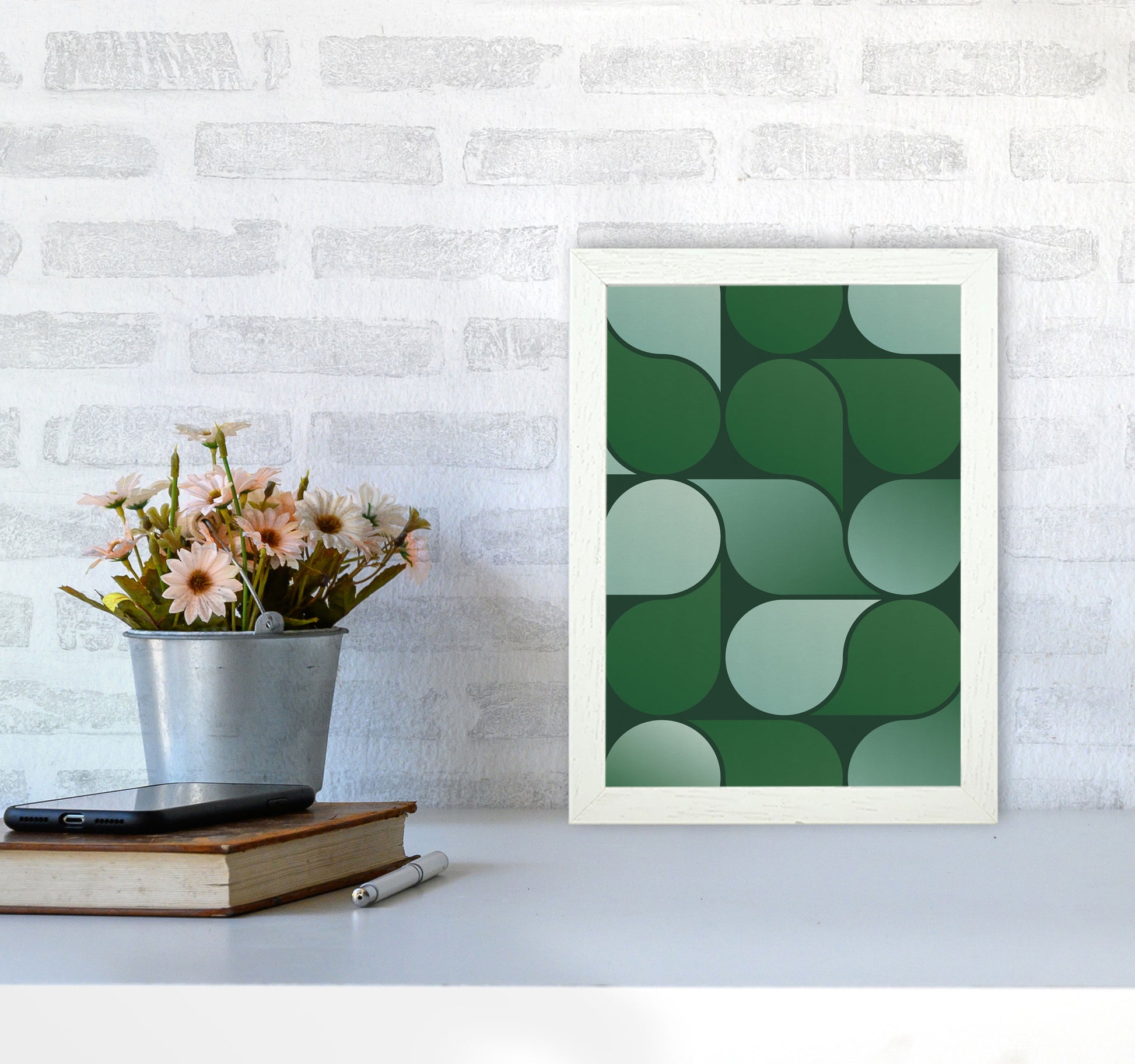 Geometric Loop Art Print by Seven Trees Design A4 Oak Frame