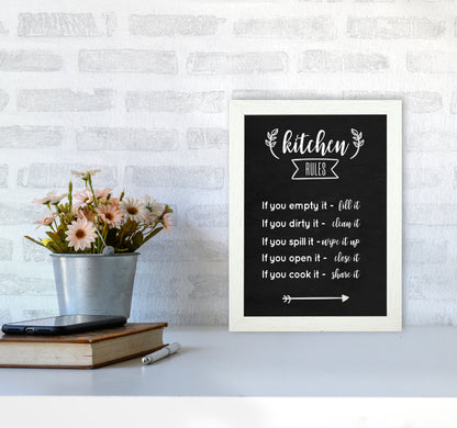 Kitchen rules Art Print by Seven Trees Design A4 Oak Frame
