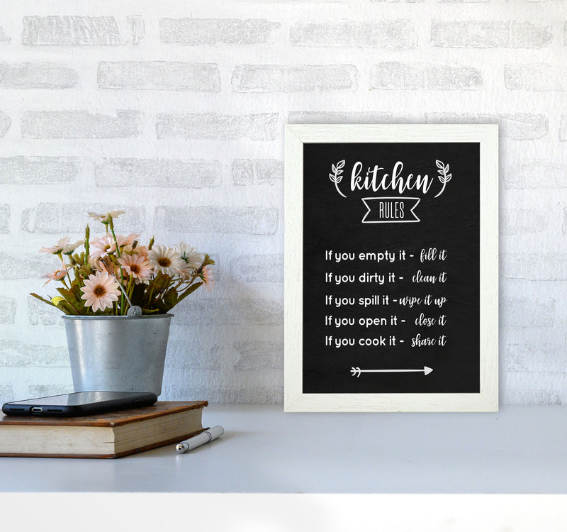 Kitchen rules Art Print by Seven Trees Design A4 Oak Frame