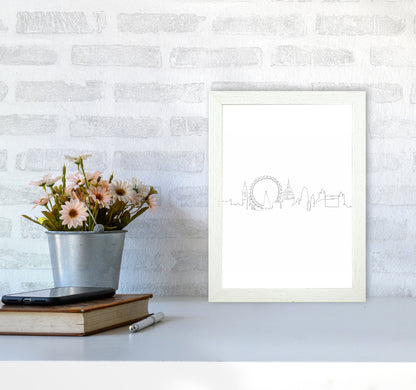One Line London Art Print by Seven Trees Design A4 Oak Frame