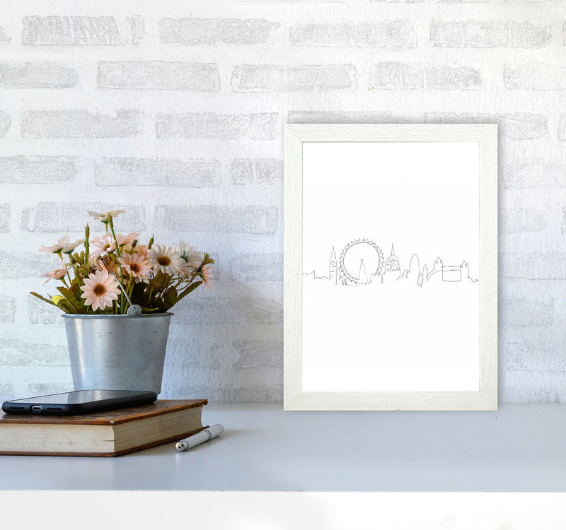One Line London Art Print by Seven Trees Design A4 Oak Frame