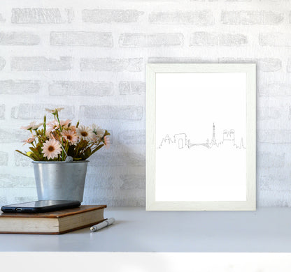 One Line Paris Art Print by Seven Trees Design A4 Oak Frame