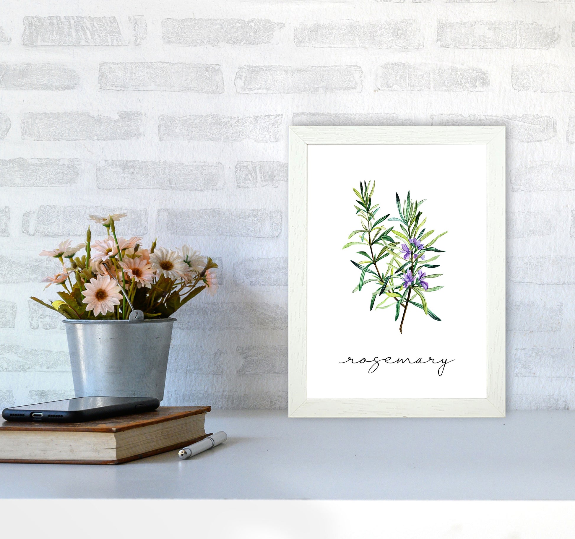 Rosemary Art Print by Seven Trees Design A4 Oak Frame