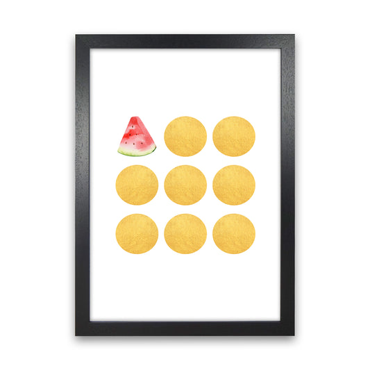Gold Watermelon Kitchen Art Print by Seven Trees Design Black Grain