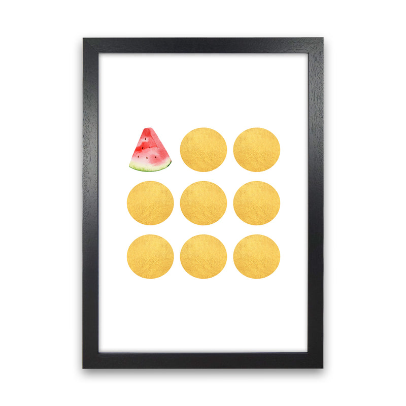 Gold Watermelon Kitchen Art Print by Seven Trees Design Black Grain