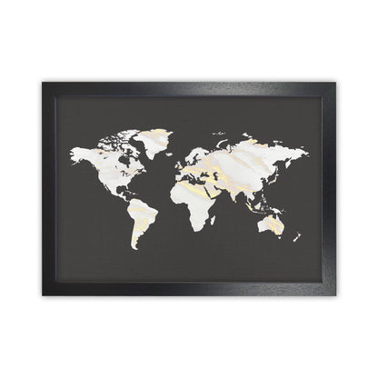 Marble Gold World Map Art Print by Seven Trees Design Black Grain