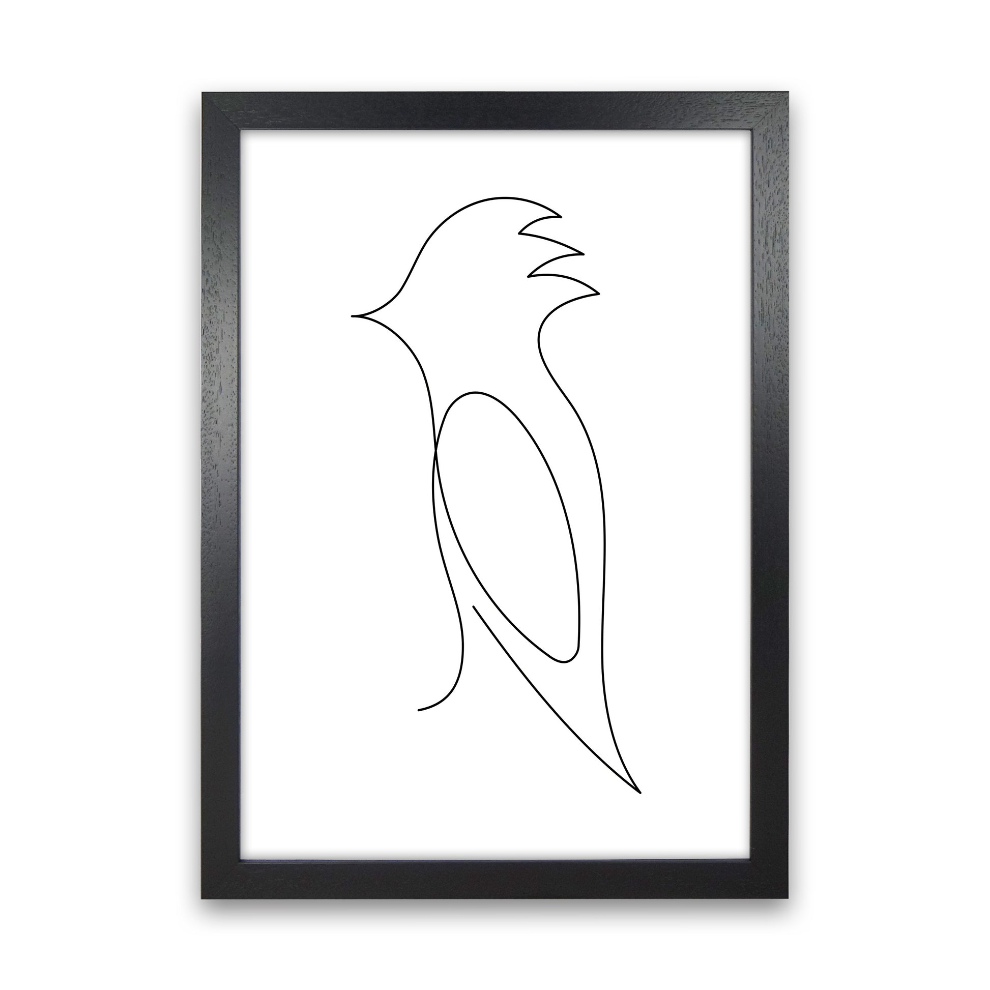 One Line Bird Art Print by Seven Trees Design Black Grain