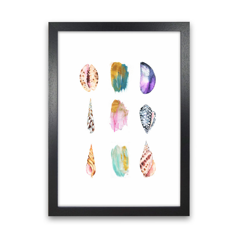 Sea And Brush Strokes I Shell Art Print by Seven Trees Design Black Grain