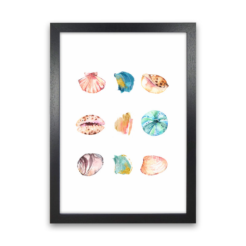 Sea And Brush Strokes II Shell Art Print by Seven Trees Design Black Grain
